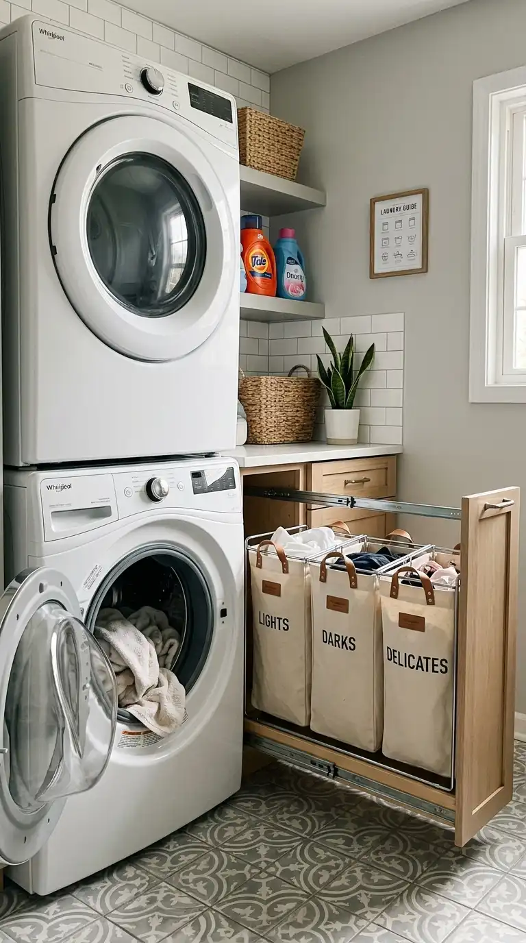 15 Stacked Washer Dryer Laundry Room Ideas