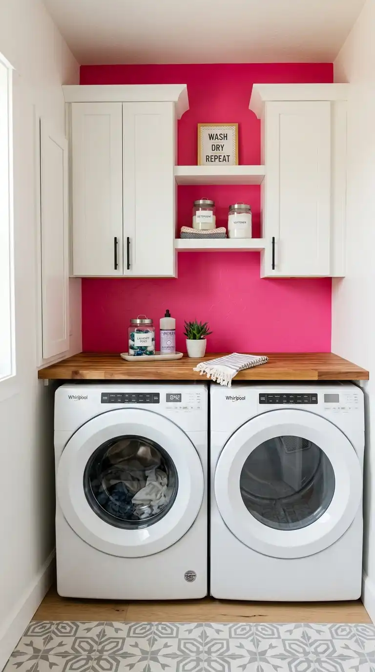 14 Pink Laundry Room Designs