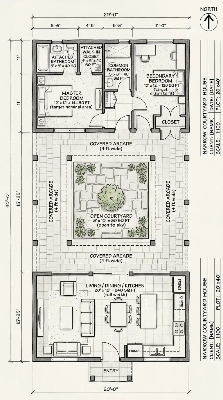 20′ x 40′ House Plan Designs (800 sq ft / 74 m²)
