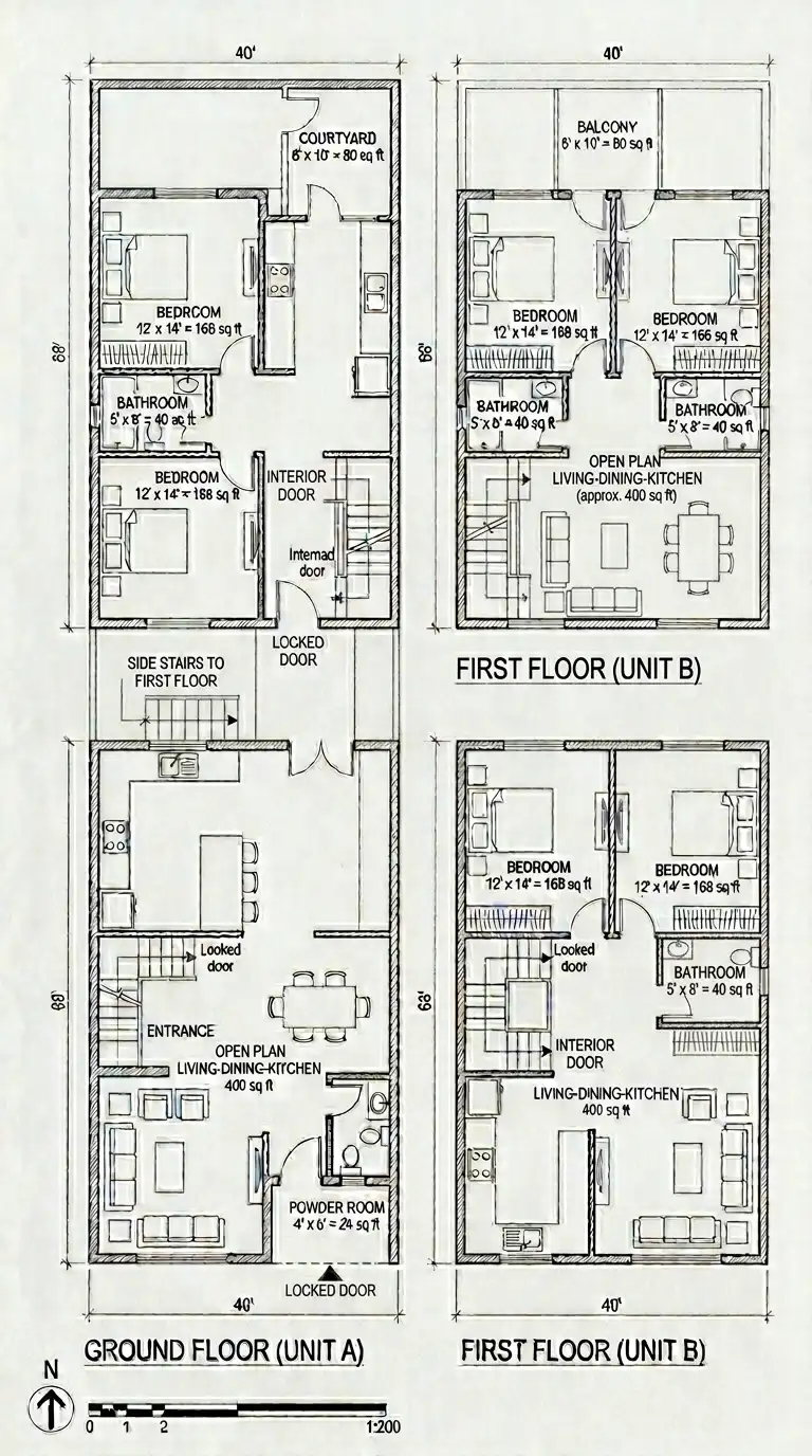 10 Marla House Plan (Approx. 2,722 sq ft / 253 m²)