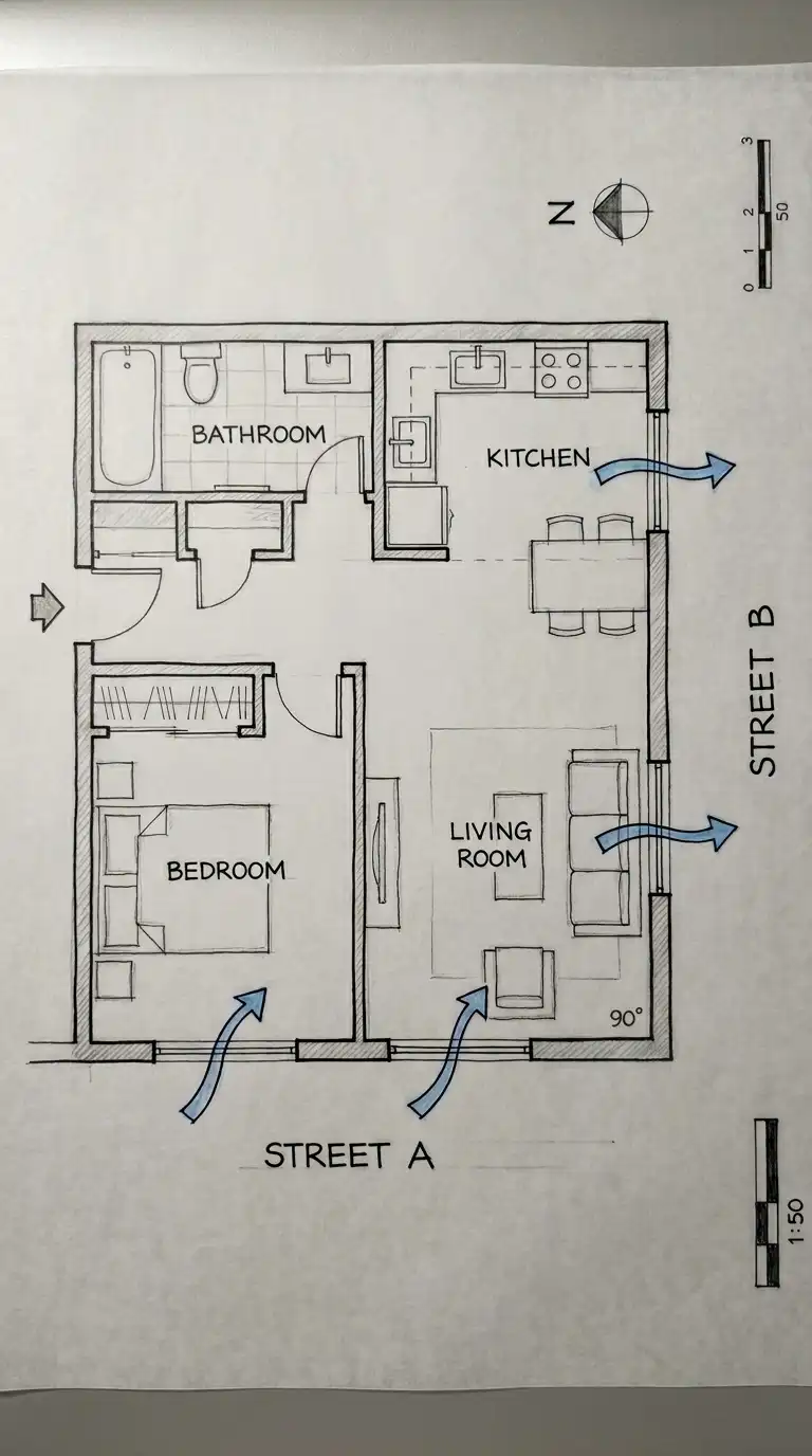 1 Bed 1 Bath Floor Plan