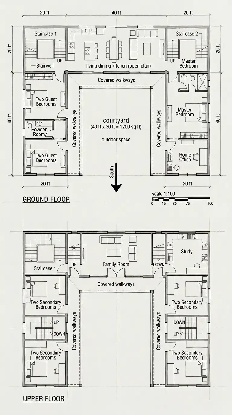 2 Storey House Floor Plan (2 Stories)