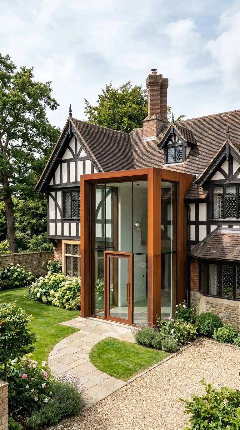 12 Old Houses with Modern Glass Clad Entrance