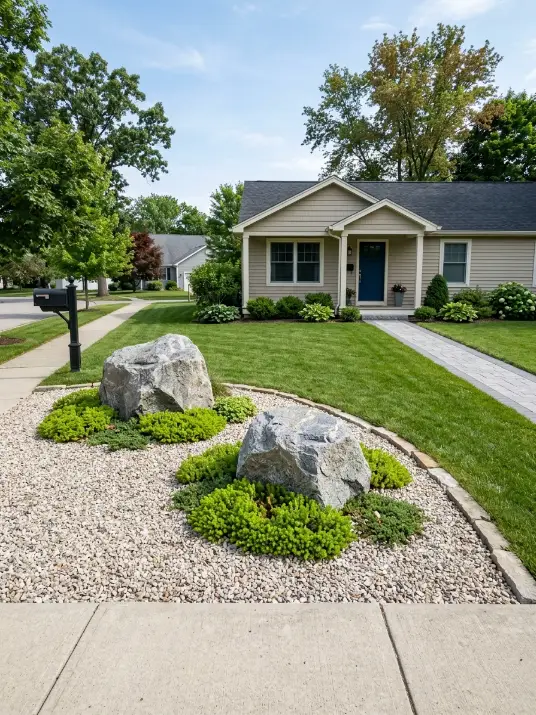 8 Simple Rock Landscaping Front Yard Ideas
