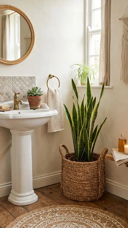 9 Boho Bathroom Plant Decor Ideas