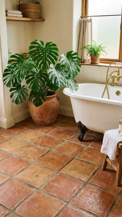 9 Mexican Tile Bathroom Plant Decor Ideas